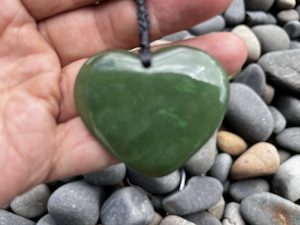 Greenstone Nephrite Jade Heart Pendant #H40CS – 40mm with Gift Box