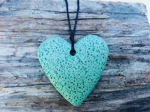 Pumice: Pumice Carving Heart Green