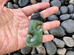 Lashed  Greenstone Nephrite Jade Toki with two Korus #375CS
