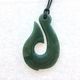 Greenstone Hook Pendant – Hand-Carved Nephrite Jade, 48×30mm, Adjustable Cord&hellip;