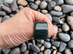 Greenstone: Greenstone Wide Band Ring 23mm Diameter – Heavy 25g