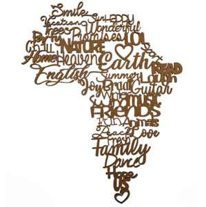 Africa Map English Words Kiwi Laser