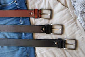 Genuine Leather Belt - Style E with Pattern - Kiwi Merino and More