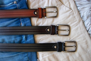Genuine Leather Belt - Style D with Pattern - Kiwi Merino and More