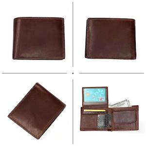 Double stitch Genuine leather wallet - Kiwi Merino and More