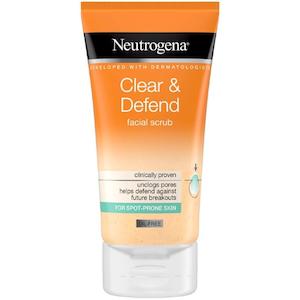 Acne Blemishes: NEUTROGENA Clear & Defend Facial Scrub 150ml