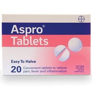 Aspirin: Aspro Tablets Easy to Halve 320mg 20 Tablets