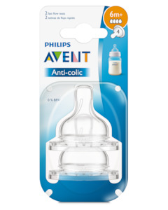 Baby Colic Reflux: Philips Avent Anti-Colic Fast Flow 6 months + Teats 2 Pack