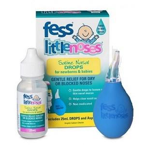 Baby Decongestants: FESS Little Noses Saline Drops 25ml and Nasal Aspirator