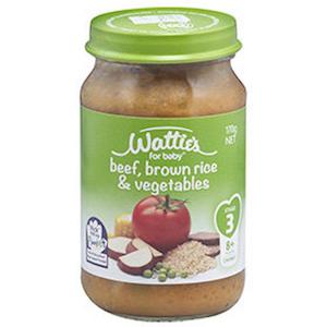 Baby Food: Wattie's Stage 3 Baby Food Beef, Brown Rice & Vegetables 170g