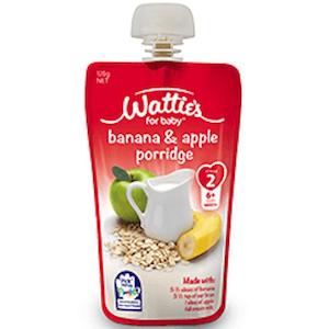 Baby Food: Wattie's Stage 2 Baby Food Banana & Apple Porridge 120g