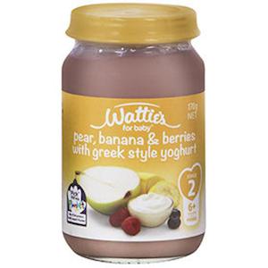 Baby Food: Wattie's Stage 2 Baby Food Pear, Banana & Berries with Greek Style Yoghurt 170g