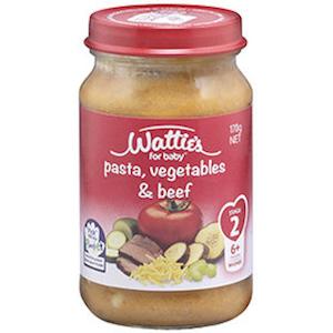 Baby Food: Wattie's Stage 2 Baby Food Pasta, Vegetables & Beef 170g