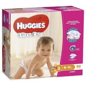 Huggies Nappy Ultra Dry Crawler Girl 90 Pack