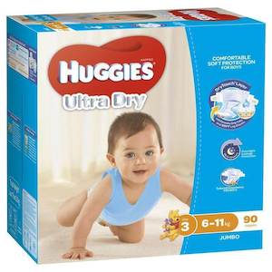 Huggies Nappy Ultra Dry Crawler Boys 90 Pack