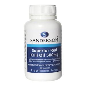 Brain Eye Support: SANDERSON Superior Red Krill Oil 500mg 60 Capsules