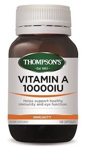 Eye Health: Thompson's Vitamin A 10,000IU Capsules 100
