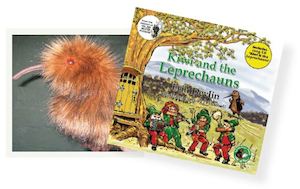 Packs: 'KIWI AND THE LEPRECHAUNS': Written by Erin Devlin & illustrated by Greg O'Donnell together with vocalist Mark Jensen. Music by Greg O'Donnell and Keith Prictor of New Frontier Records. Hand Puppet by Erin Devlin. Book includes Sing-Along-Song CD.