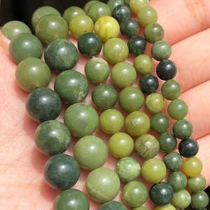 Natural Canadian Jades Greenstone Round Loose Spacer Beads for Jewelry Making DIY