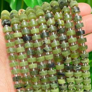 Natural Canadian Jade Greenstone Beads Wheel Round Loose Spacer Jewelry Making DIY