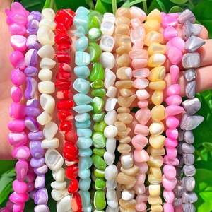 Jewelry: Natural Shell Beads Colorful Irregular Mop Mother of Pearl Loose Spacer Beads for Jewelry Making DIY Charm Bracelet Necklace