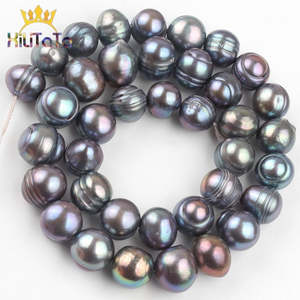 10-11mm Natural Black Freshwater Pearl Beads Round Loose Spacer Pearls Beads For&hellip;
