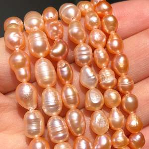 Natural Freshwater Pink Pearl Beads Rice Shape Punch Loose Beads for Jewelry Mak&hellip;
