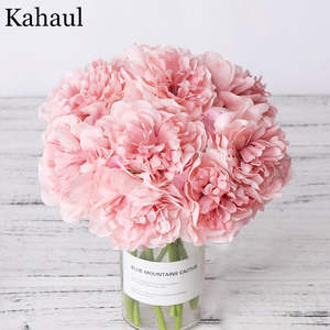 Home Garden: peony artificial artificial silk flowers for home decoration wedding bouquet for bride high quality fake flower faux living room
