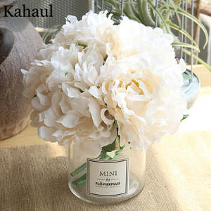 Home Garden: 5pcs white artificial silk peony big flowers head for wedding decoration fake flowers bouquet for home decorative faux flower