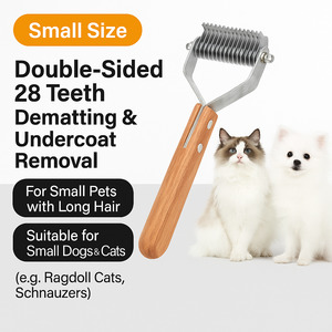 Pets: NZ Stock Dog Brush Dematting Comb – Double-Sided 28 Teeth Wooden Handle for Small to Medium Dogs and Cats