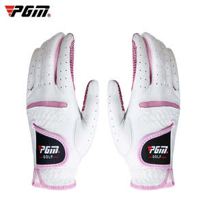 Sports: PGM Golf Gloves Women Cape Kid Real Leather Protective Finger Training Breathable Ladies Sport Wear 1 Pair Right Left Hand ST007