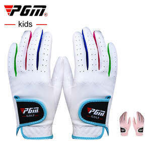 Sports: PGM Boys Girls Outdoor Sport Cloth Golf Gloves Breathable Anti-slipping Gloves 1 Pair 2 Color White Pink for Child ST010