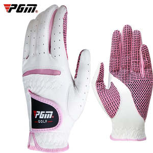 Sports: PGM Women Kids Real Leather Golf Gloves Soft Genuine Sheepskin Right Left Handed Palm Protector Training Golf Wear Accessories