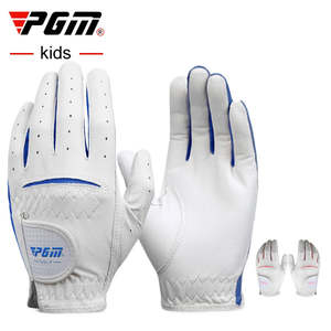 Sports: PGM 1 Pair Kids Golf Gloves Boys Girls Cape Kid Genuine Leather Sport Hand Glove Wear Breathable Training Protective ST023