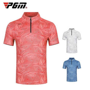 Sports: PGM Golf T-shirt Men's Shirts Summer Short Sleeve Tops Male Breathable Elastic Uniforms Golf Clothing Size M-XXL YF394