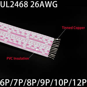 Building: UL2468 26AWG Electron Wiring 6 7 8 9 10 12 Pins Extended Power Connect Cable PVC Insulated Copper Line Red White Multiple Cores