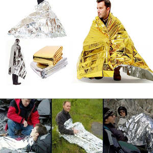Sports Cover Ups: Outdoor Water Proof Emergency Survival Rescue Blanket Foil Thermal Space First Aid Sliver Rescue Curtain Military Blanket Tool