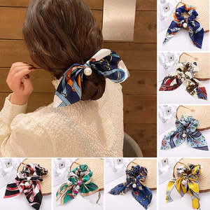Accessories: Floral Bowknot Hair Scrunchies Women Ponytail Holder Hair Rope Ties