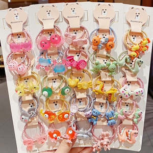 10PCS kids Cartoon Flower Small Scrunchie Lovely Rubber Bands Ponytail Holder