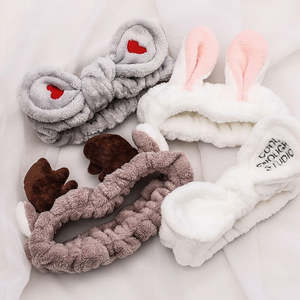 Hair Holder Hairbands Soft Warm Coral Fleece Bow Animal Ears Headband