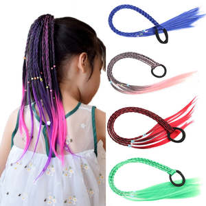 Hair Accessories: Girls Colorful Wigs Ponytail Hair Ornament Headbands Rubber Bands