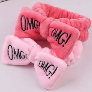 Hair Accessories: 2021 New OMG Coral Fleece Wash Face Bow Hairbands