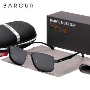 Sunglasses: BARCUR Polarized Men Sunglasses Square Stainless Steel Frame TR90 Sun glasses Oculos De Sol gafas