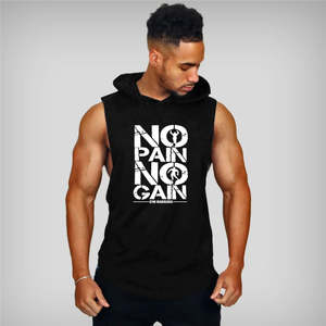 Mens Bodybuilding Hooded Tank Top Cotton