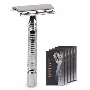 NZ Stock Qshave Short Handle Classic Safety Razor Double Edge Shaving Razor Gift Set