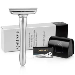 Mens Accessories: QShave Adjustable Safety Razor 1 Razor 1 Blade Disposal Case & 5 blades