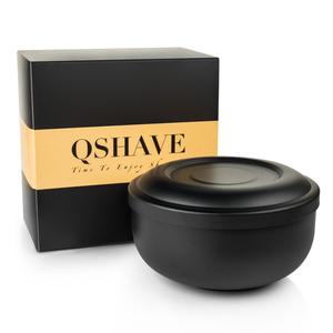 Mens Accessories: QSHAVE Black Stainless Steel Shaving Soap Bowl Double Edge Razor Brush for Classic Safety Shaving Cream Bowl 11 x 6.8 x 6.3cm