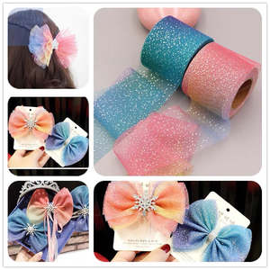 5yards 60mm/80mm Colorful Gradient Organza Stain Ribbon for DIY Crafts Wedding P&hellip;