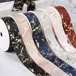 25mm Gift Ribbon Satin Marble/Crack Gold Foil Printed For Gift Wrapping Home Dec&hellip;