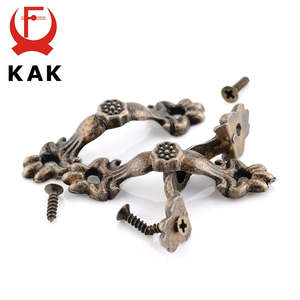 Home Furniture: KAK 10pcs Box Handle 43*10MM Zinc Alloy Knob Tracery Bronze Tone Antique Pulls For Drawer Wooden Jewelry Box Furniture Hardware